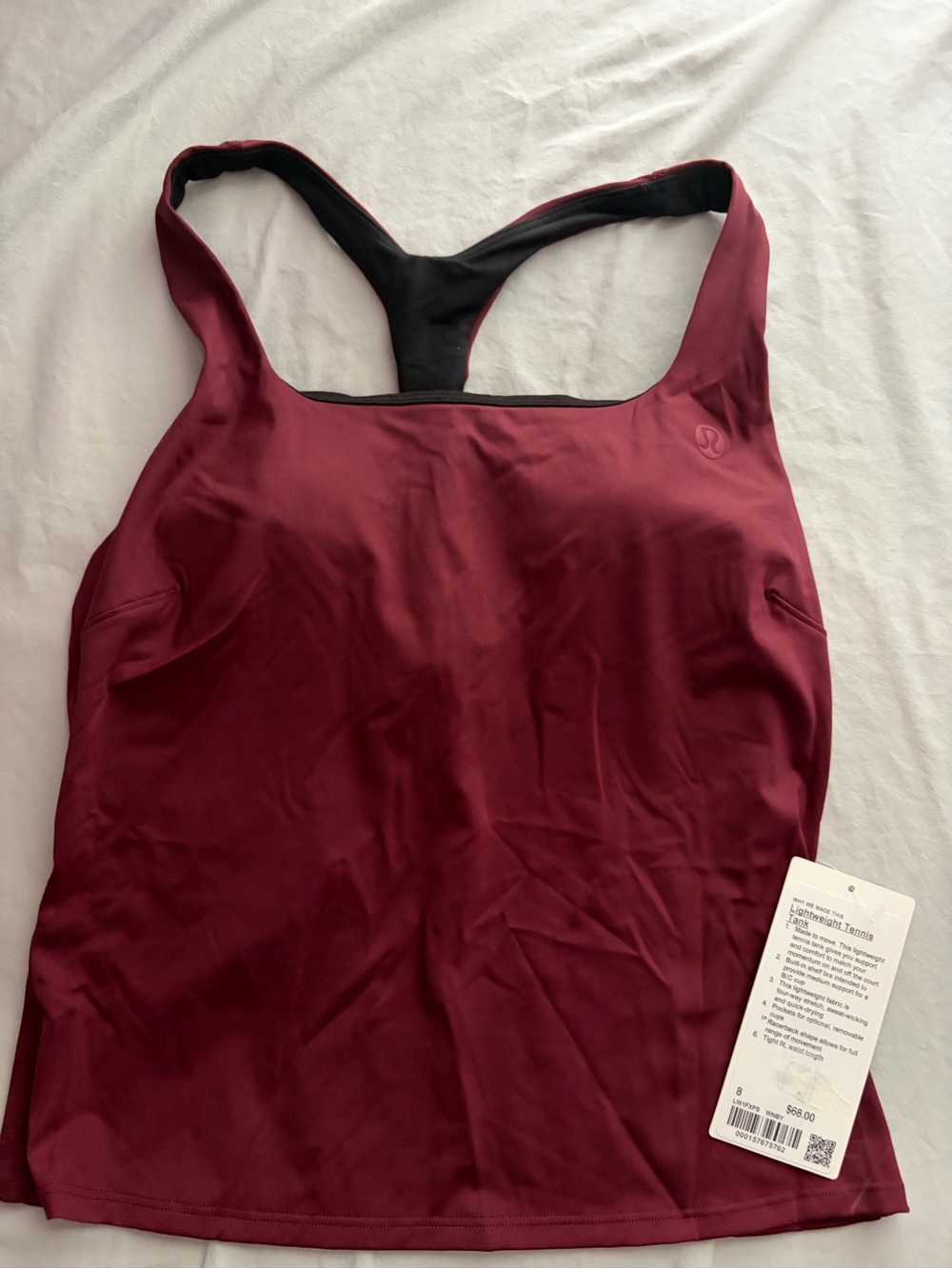 lululemon athletica Women’s Burgundy Lightweight Tennis Tank size 8 NWT